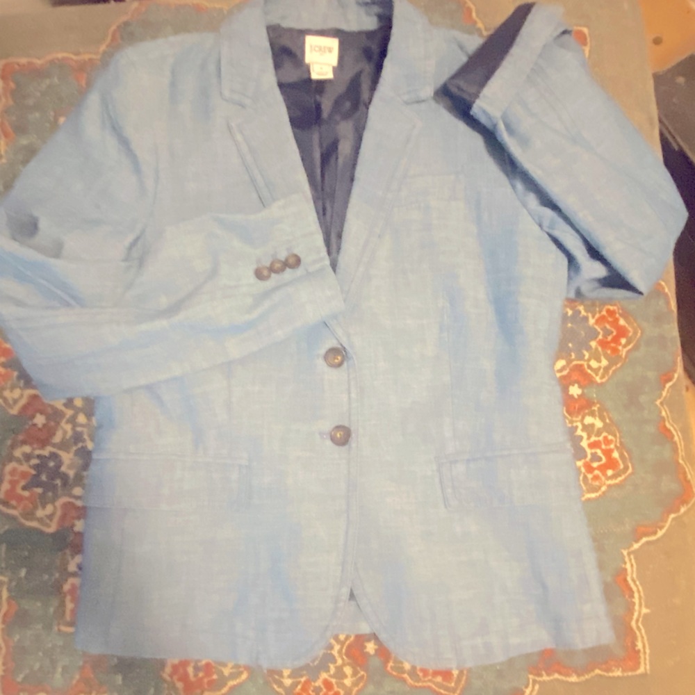 JCREW denim style lined blazer, comfy and like new!